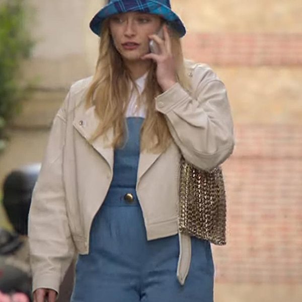 Emily in Paris S02 Camille Beige Leather Jacket