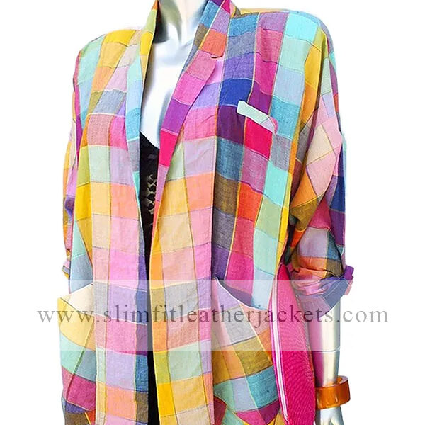 And Just Like That Carrie Bradshaw Rainbow Check Shirt Jacket