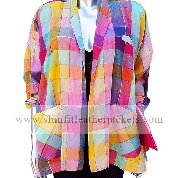 And Just Like That Carrie Bradshaw Rainbow Check Shirt Jacket