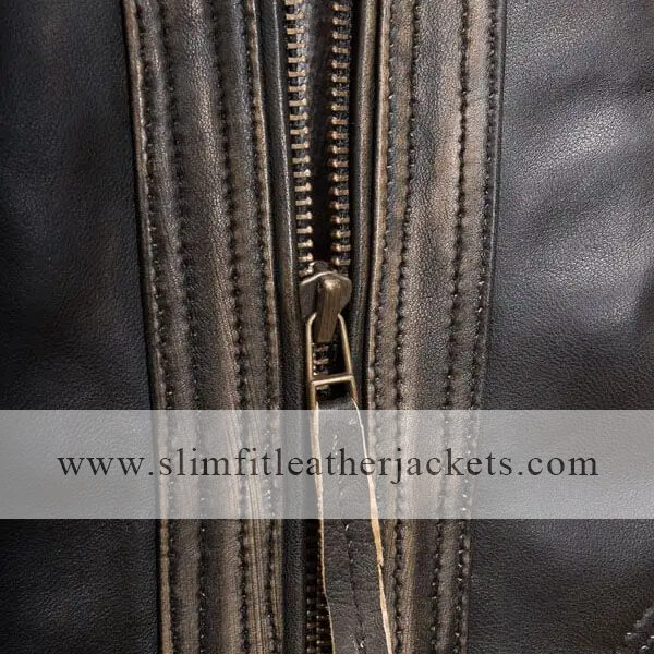 Mens Cafe Racer Vintage Brown Leather Jacket