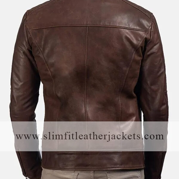 Men's Brown Cafe Racer Leather Biker Jacket