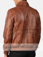 Big Flap Pockets Mens Leather Bomber Jacket