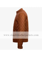 Mens Cafe Racer Quilted Brown Jacket