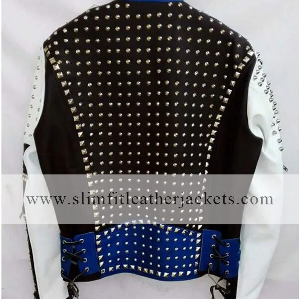 Mens Cafe Racer Studded Funky Rider Leather Jacket