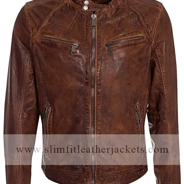 Cafe Racer Leather Motorcycle Jacket