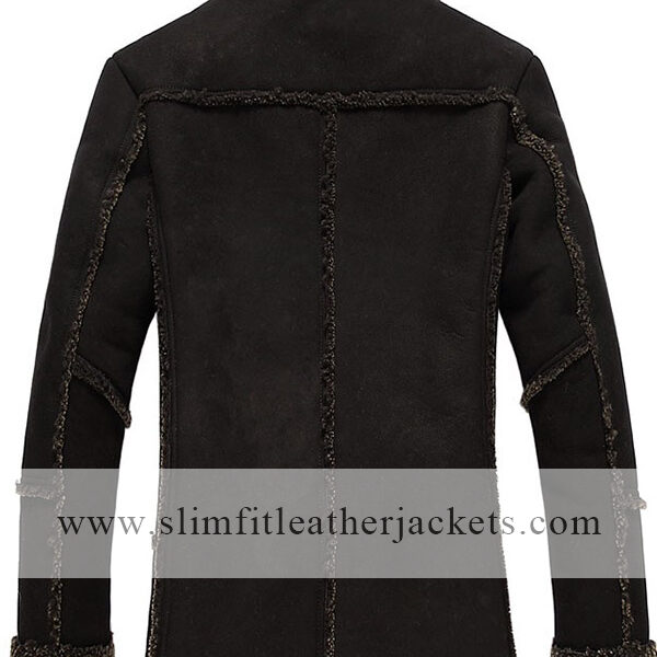 Mens Fur Black Reacher Style Coat