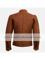 Mens Cafe Racer Quilted Brown Jacket