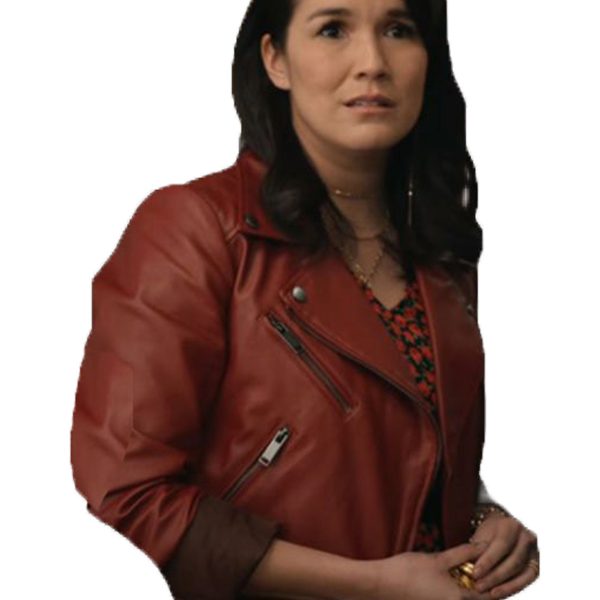 The Afterparty Zoe Chao Red Leather Jacket