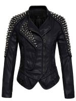 Women's Black Studded Leather Jacket