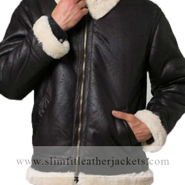 Mens Bomber Aviator Shearling Jacket