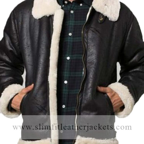 Mens Bomber Aviator Shearling Jacket