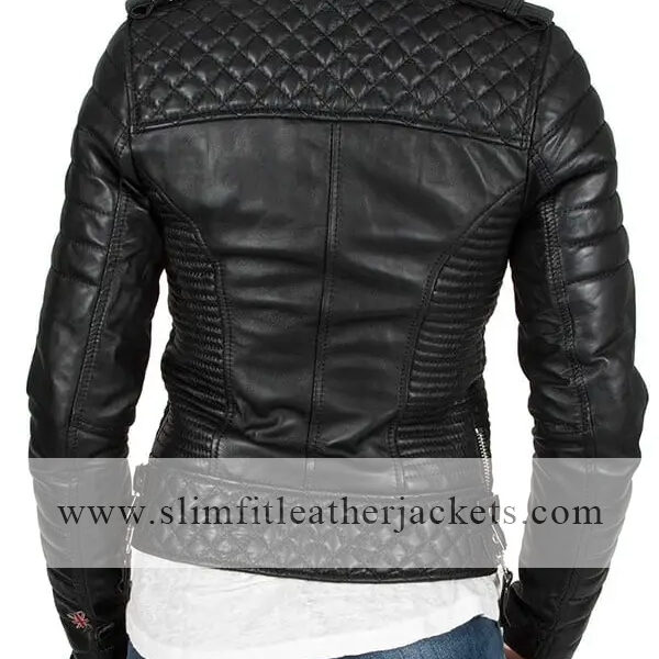 Womens Black Leather Biker Jacket